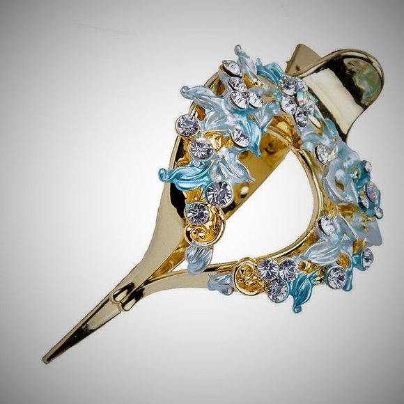 Flower Factory Accessories - Hair Barrette Blue Beaded Alligator Clip
